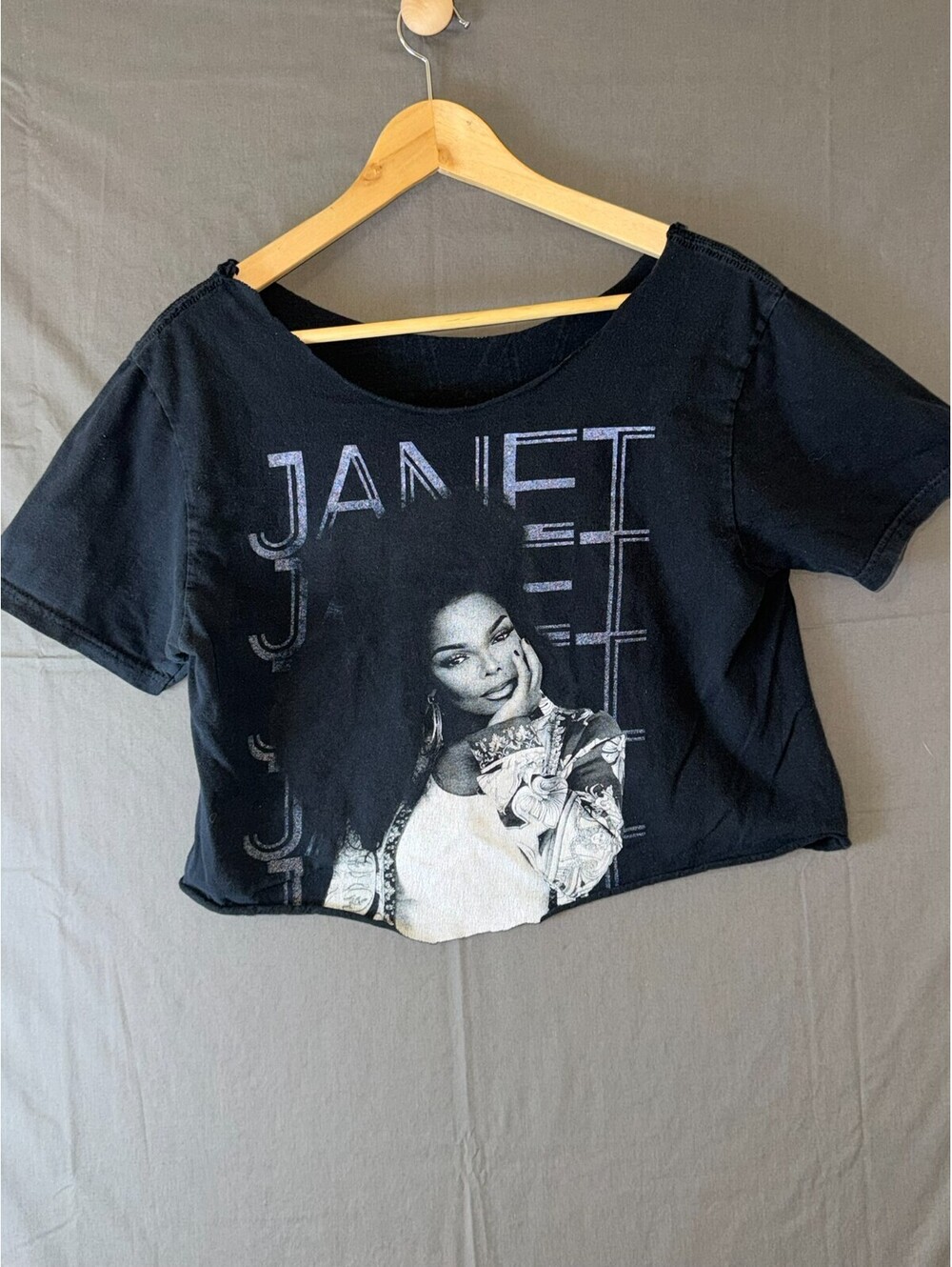Janet Jackson Together Again Tour Crop Top Medium Black Graphic Tee Front & Back
